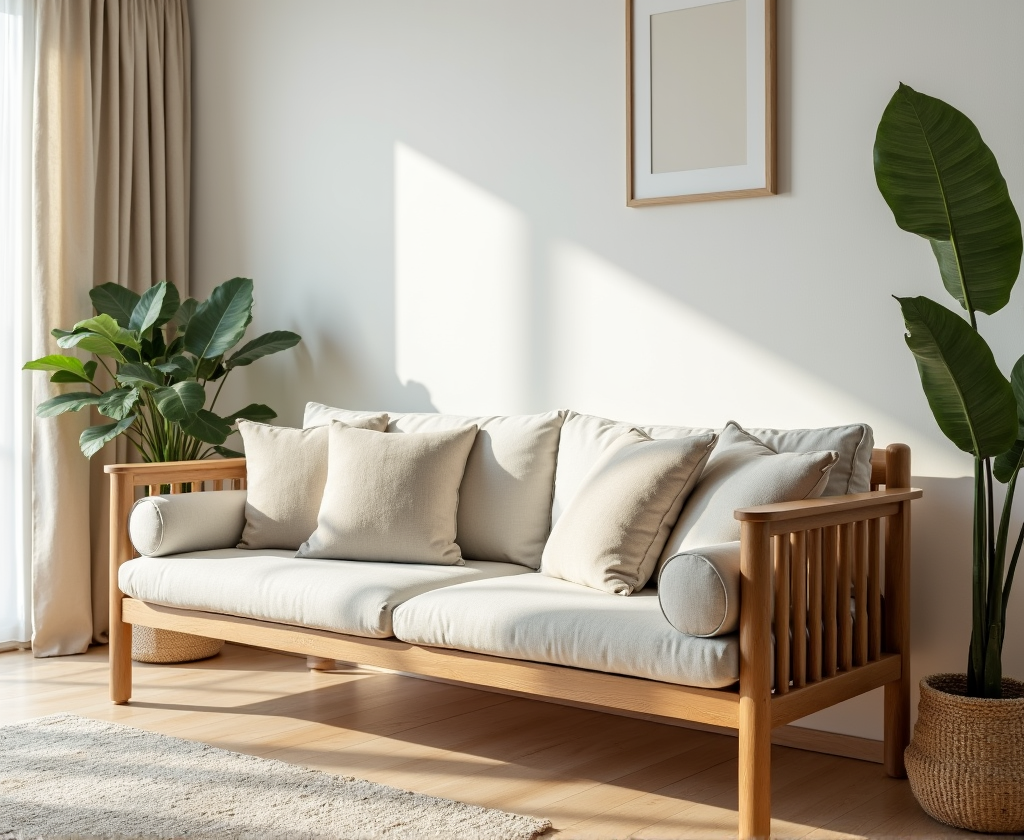 โซฟาไม้แท้ทนทานเหมาะกับบ้านสไตล์มินิมอลและคอนโด